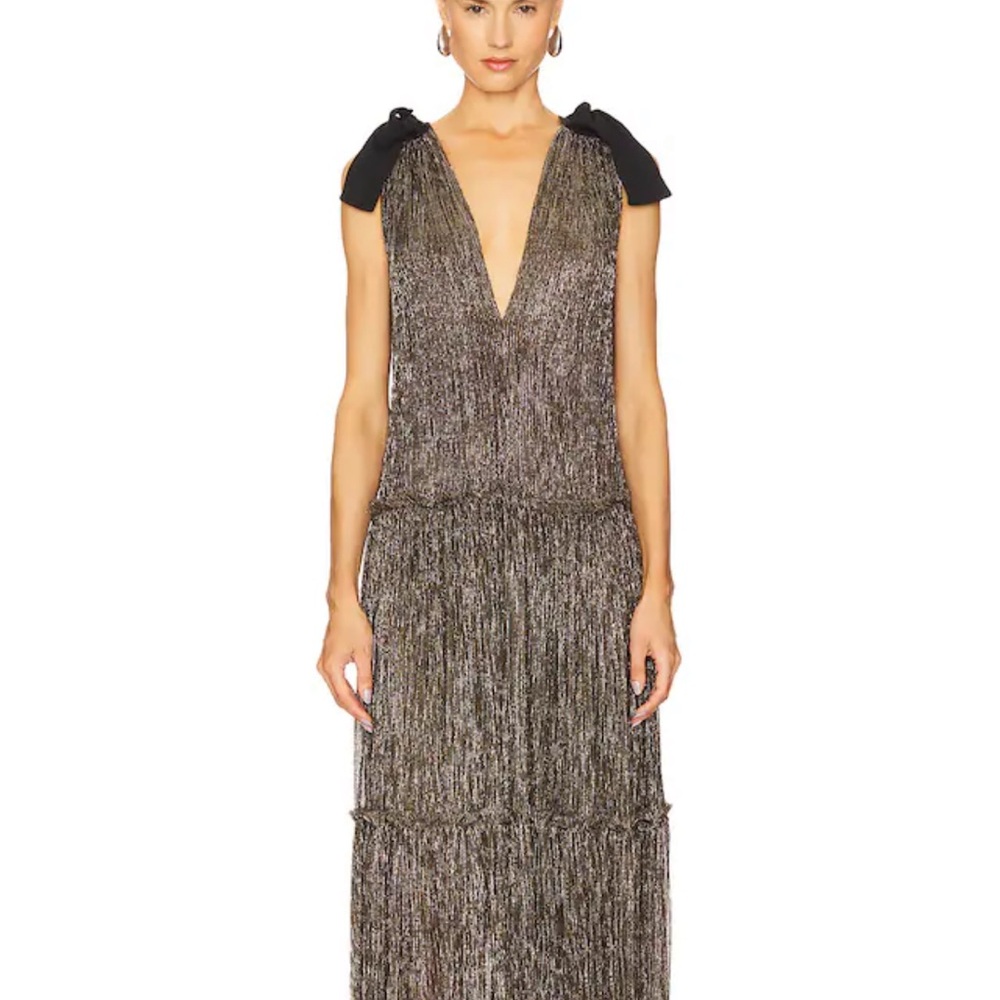 Sabina Musayev Black and Gold Maxi Dress